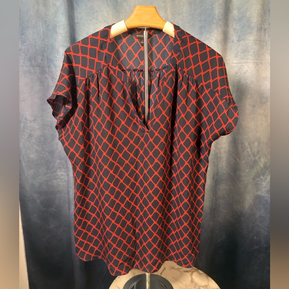 Navy and Red Blouse - Banana Republic